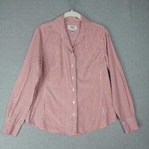 Talbots Red and White Striped Button Down Shirt